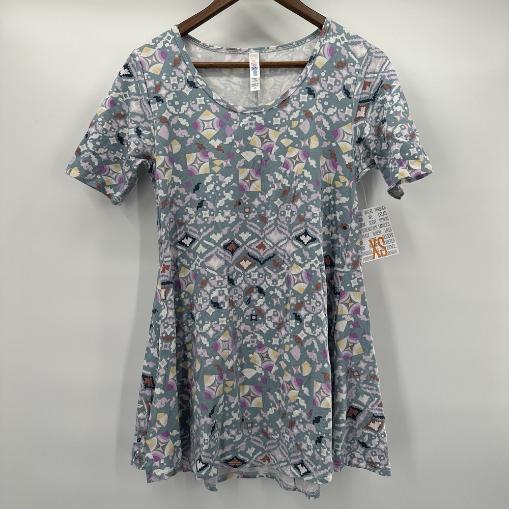 Lularoe Perfect Tee Womens Small Blue Multicolor Basic‎ Boxy Capsule